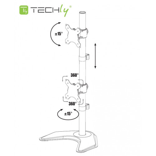 Techly Supporto da Scrivania per 2 Monitor...