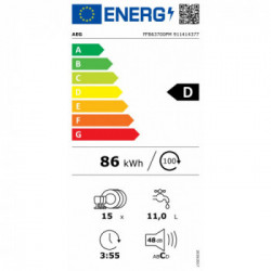 Aeg FFB63700PM - Lavastoviglie da Libera installazione, ProClean, AirDry, 15 Coperti, 60 cm, Classe D (A+++)
