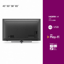 Philips 50PUS8556 Smart TV 50 Pollici Led Ambilight 4K Ultra HD, HDR, DVB-T2, Android, Wi-Fi Nero