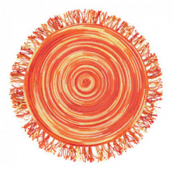 Villa D'Este Home Tivoli 'Shades of Sunset', Set 6 Tovagliette Tonde con Frange Assortite