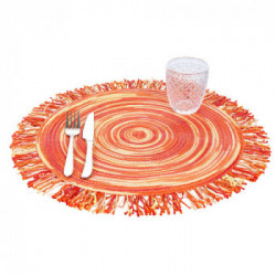 Villa D'Este Home Tivoli 'Shades of Sunset', Set 6 Tovagliette Tonde con Frange Assortite