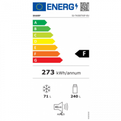 Sharp SJ-TA30ITXIF-EU - Frigorifero Doppia Porta, 311 Litri, Classe F, Inox, 59,5 x 172 x 66 cm