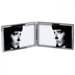 CORNICE PORTAFOTO DOPPIA FORMATO 10X15 COLORE ARGENTO - APERTURA A LIBRO