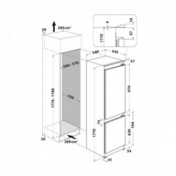 Indesit INC18 T111 - Frigorifero da Incasso Combinato, NoFrost, 250 Litri, Classe F