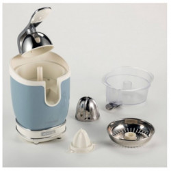 Ariete 0413 Vintage Spremiagrumi Elettrico con Leva, Beccuccio Salvagoccia, 2 Coni Intercambiabili, Celeste