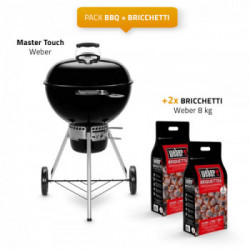 Weber Master Touch GBS E-5750 BLK EU - Barbecue a Carbone, 57 cm, Modello 14701053 + 2 Sacchetti di Bricchetti da 8 Kg