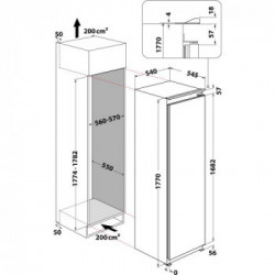 Whirlpool AFB 18412 - Congelatore Verticale da Incasso NoFrost, 209 Litri, Classe E