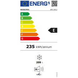 Whirlpool AFB 18412 - Congelatore Verticale da Incasso NoFrost, 209 Litri, Classe E