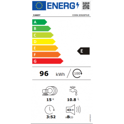 Candy CDSN 2D520PX - Lavastoviglie a Scomparsa Parziale, 15 Coperti, Classe E