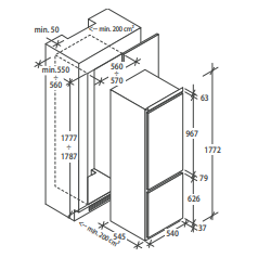 Candy CBL3518EVW - Frigorifero Combinato Low Frost, 267 Litri, Classe E, 54 x 177.2 x 54.5 cm