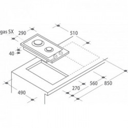 Candy CDG32/1SPX - Piano Cottura a Gas, 2 Fornello(i), 29 cm, Acciaio Inossidabile