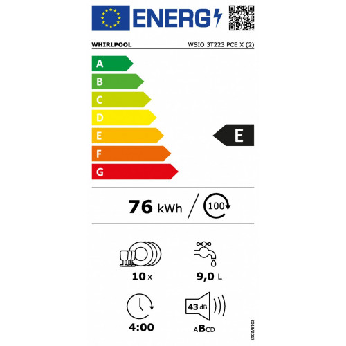 Whirlpool WSIO 3T223 PCE X - Lavastoviglie da...