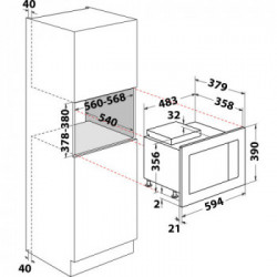 Whirlpool WMF250G - Forno a Microonde da Incasso con Grill, 25 Litri, 900 Watt