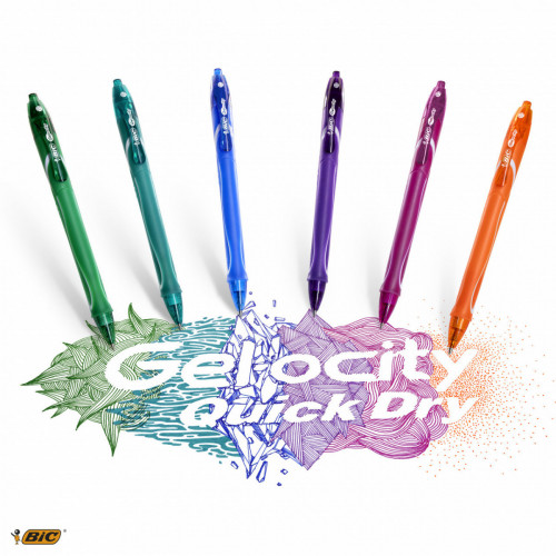 BIC Gel-Ocity QuickDry, Penne Multicolore Gel A...
