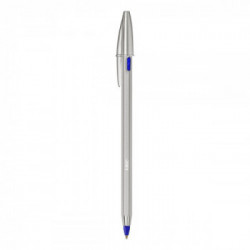 BIC Cristal Re'New, Penna Ricaricabile Blu a Sfera, Fusto in Metallo (Punta 1mm), Confezione 1 Penna + 2 Ricariche