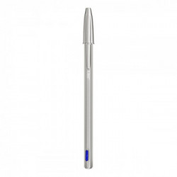 BIC Cristal Re'New, Penna Ricaricabile Blu a Sfera, Fusto in Metallo (Punta 1mm), Confezione 1 Penna + 2 Ricariche