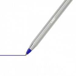 BIC Cristal Re'New, Penna Ricaricabile Blu a Sfera, Fusto in Metallo (Punta 1mm), Confezione 1 Penna + 2 Ricariche