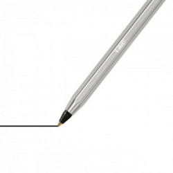 BIC Cristal Re'New, Penna Ricaricabile Nera a Sfera, Fusto in Metallo (Punta 1mm), Confezione 1 Penna + 2 Ricariche