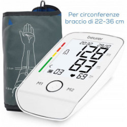 Beurer BM 45 - Misuratore di Pressione da Braccio, Pulsante Start/Stop, 2x60 Posizioni Memoria, Manicotto 22-36 cm	