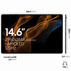 Samsung Galaxy Tab S8 Ultra Tablet Android 14.6 Pollici 5G RAM 12 GB 256 GB Tablet Android 12 Graphite [Versione italiana] 2022