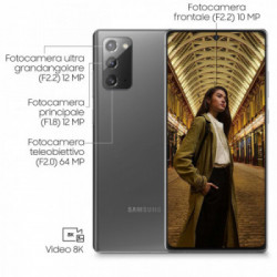 Samsung Galaxy Note20 5G Smartphone, Display 6.7" Super AMOLED Plus FHD+, 3 fotocamere posteriori, 256GB Espandibili, RAM 8GB,