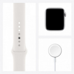 Apple Watch SE GPS + Cellular, 44mm in alluminio argento con cinturino Sport Bianco