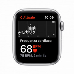 Apple Watch Nike SE GPS, 44mm Cassa in Alluminio color Argento con Cinturino Sport Puro Platino/Nero