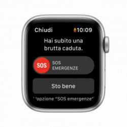 Apple Watch Nike SE GPS, 44mm Cassa in Alluminio color Argento con Cinturino Sport Puro Platino/Nero