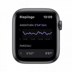 Apple Watch Nike SE GPS, 44mm Cassa in Alluminio Grigio Scuro con Cinturino Sport Antracite/Nero