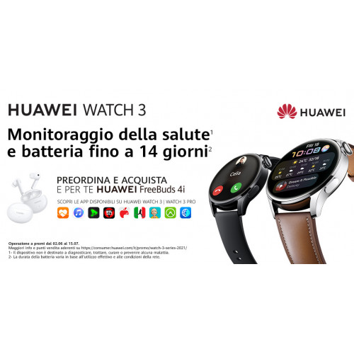 Huawei WATCH 3 L11E, Black, cinturino in...