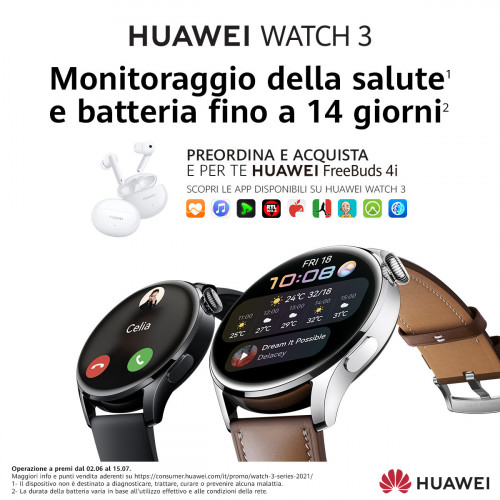 Huawei WATCH 3 L11E, Black, cinturino in...