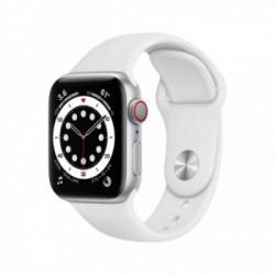 Apple Watch Serie 6 GPS + Cellular, 40mm in alluminio argento con cinturino Sport Bianco