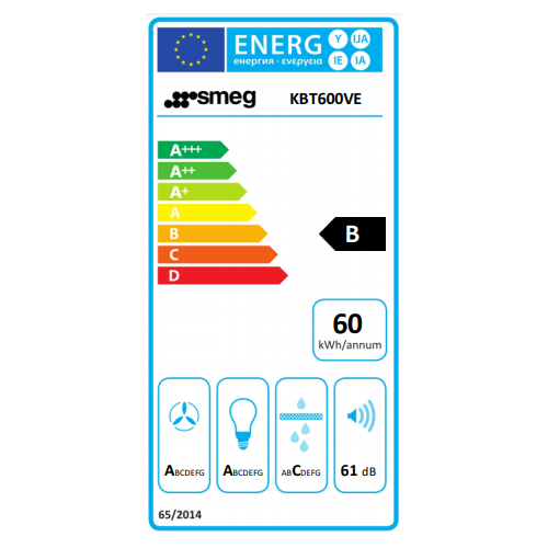 Smeg KBT600ve - Cappa Aspirante a Parete, 451...