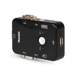 Hamlet KVM Smart Control Switch a 3 porte usb con 2 set di cavi KVM inclusi