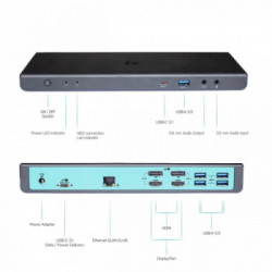 i-tec USB 3.0 / USB-C / Thunderbolt 3 Dual Display Docking Station + Power Delivery 85W