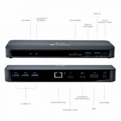 i-tec Thunderbolt 3 Dual 4K Docking Station + USB-C to DP Cable (1,5 m) with Power Delivery 85W + Two TB3 Cables: 150cm & 70cm