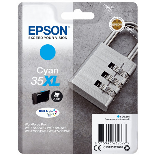Epson Padlock Singlepack Cyan 35XL DURABrite...
