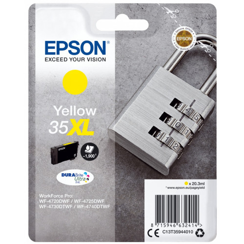 Epson Padlock Singlepack Yellow 35XL DURABrite...