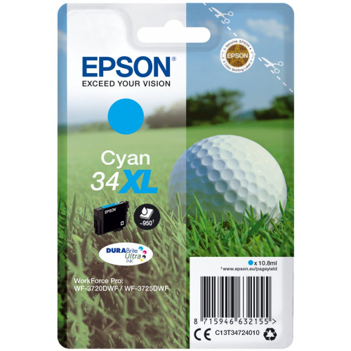 Epson Golf ball Singlepack Cyan 34XL DURABrite...