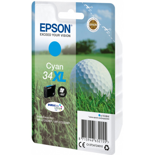 Epson Golf ball Singlepack Cyan 34XL DURABrite...