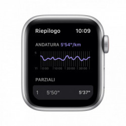 Apple Watch Nike SE GPS + Cellular, 40mm Cassa in Alluminio color Argento con Cinturino Sport Puro Platino/Nero