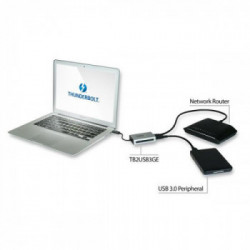 StarTech.com Adattatore di rete Thunderbolt a Gigabit Ethernet - Convertitore esterno da TB a RJ45 con porta USB 3.0 integrata