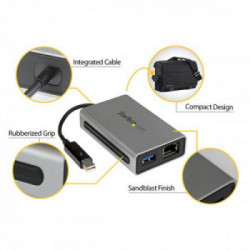 StarTech.com Adattatore di rete Thunderbolt a Gigabit Ethernet - Convertitore esterno da TB a RJ45 con porta USB 3.0 integrata