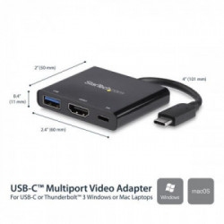 StarTech.com Adattatore multifunzione USB-C a HDMI 4K con fornitura di alimentazione e porta USB-A
