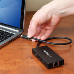 StarTech.com Hub USB 3.0 a 3 porte con USB-C e Ethernet Gigabit - Include Adattatore di Alimentazione