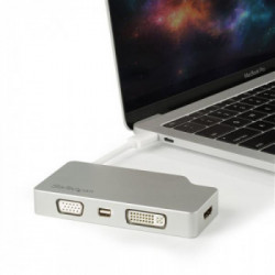 StarTech.com Adattatore Audio/Video da Viaggio 4 in 1 - USB Type-C a VGA, DVI, HDMI o mDP - in Alluminio - 4K