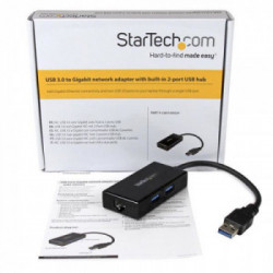 StarTech.com Adattatore USB 3.0 a Ethernet Gigabit con Hub USB a 2 porte incorporato