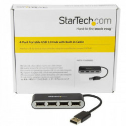 StarTech.com Hub USB 2.0 portatile a 4 porte con cavo integrato - Perno e Concentratore USB compatto - Mini Hub USB2.0