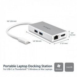 StarTech.com Adattatore Multifunzione USB-C per portatili - Power Delivery - 4K HDMI - Gbe - USB 3.0 - Bianco e Argento