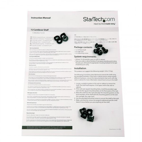 StarTech.com Scaffale per Rack Server 1U -...